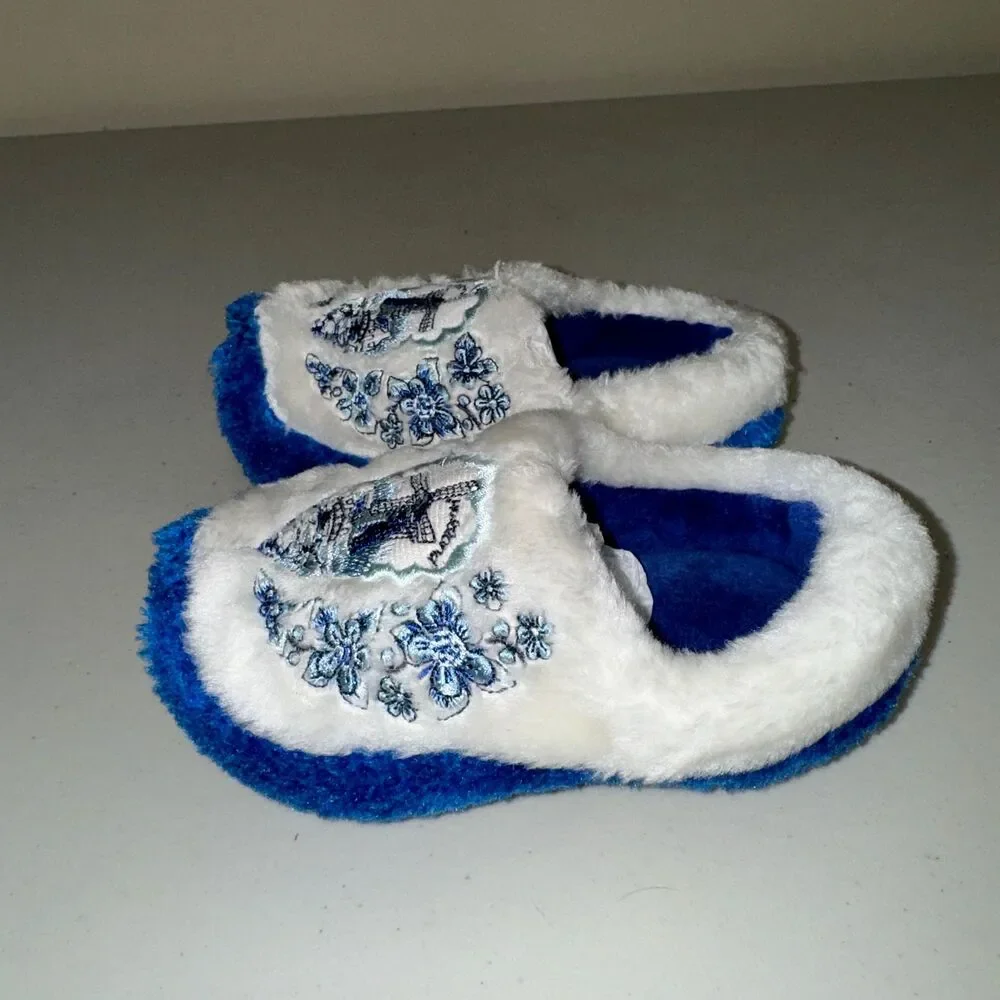 Toddler Clog Slippers Delft Blue Windmill Kids Warm Holland Netherlands Non Slip